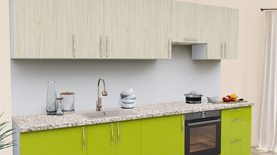 Кухня на заказ Вяз жемчужный 1435 Лайм